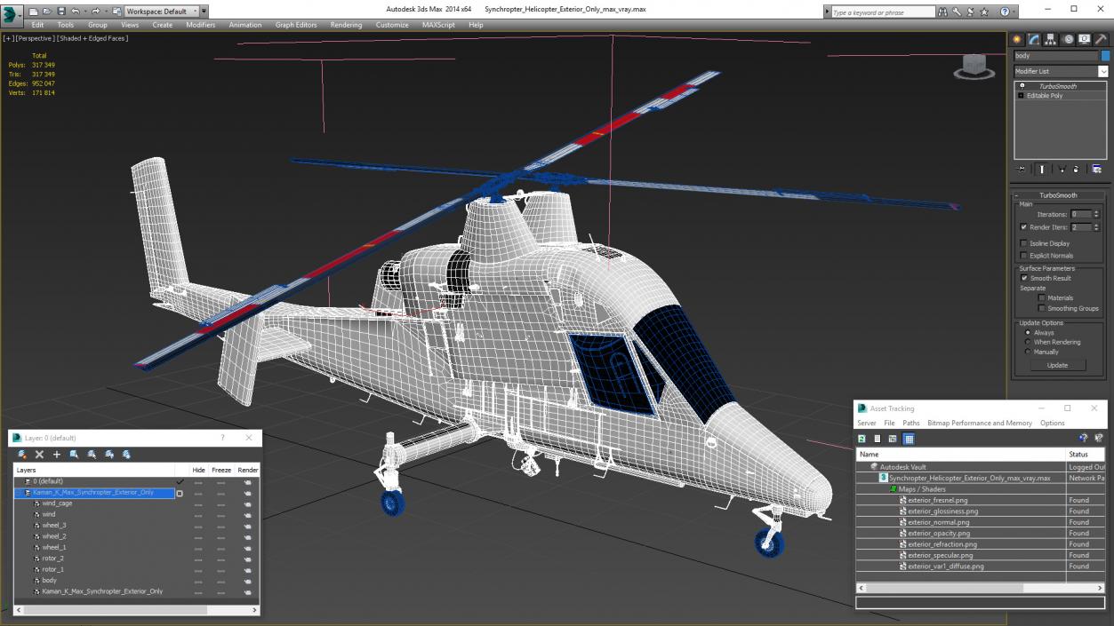 3D Synchropter Helicopter Exterior Only