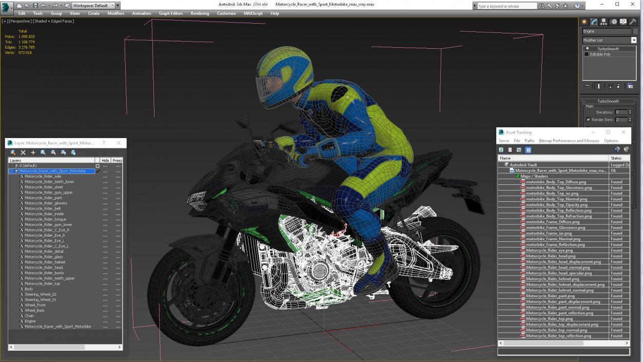 Motorcycle Racer with Sport Motorbike 3D