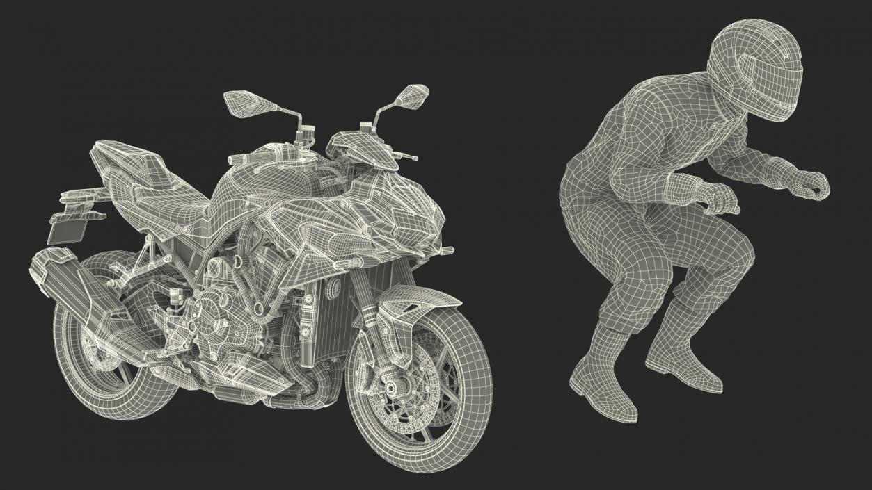 Motorcycle Racer with Sport Motorbike 3D