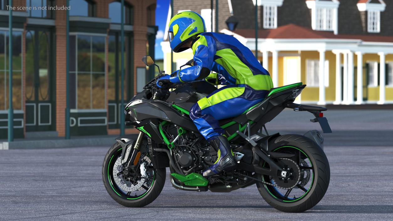 Motorcycle Racer with Sport Motorbike 3D