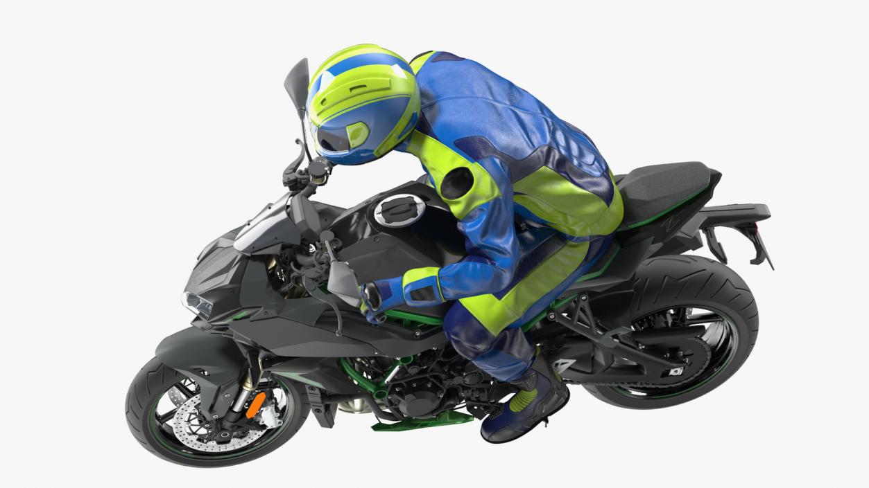 Motorcycle Racer with Sport Motorbike 3D