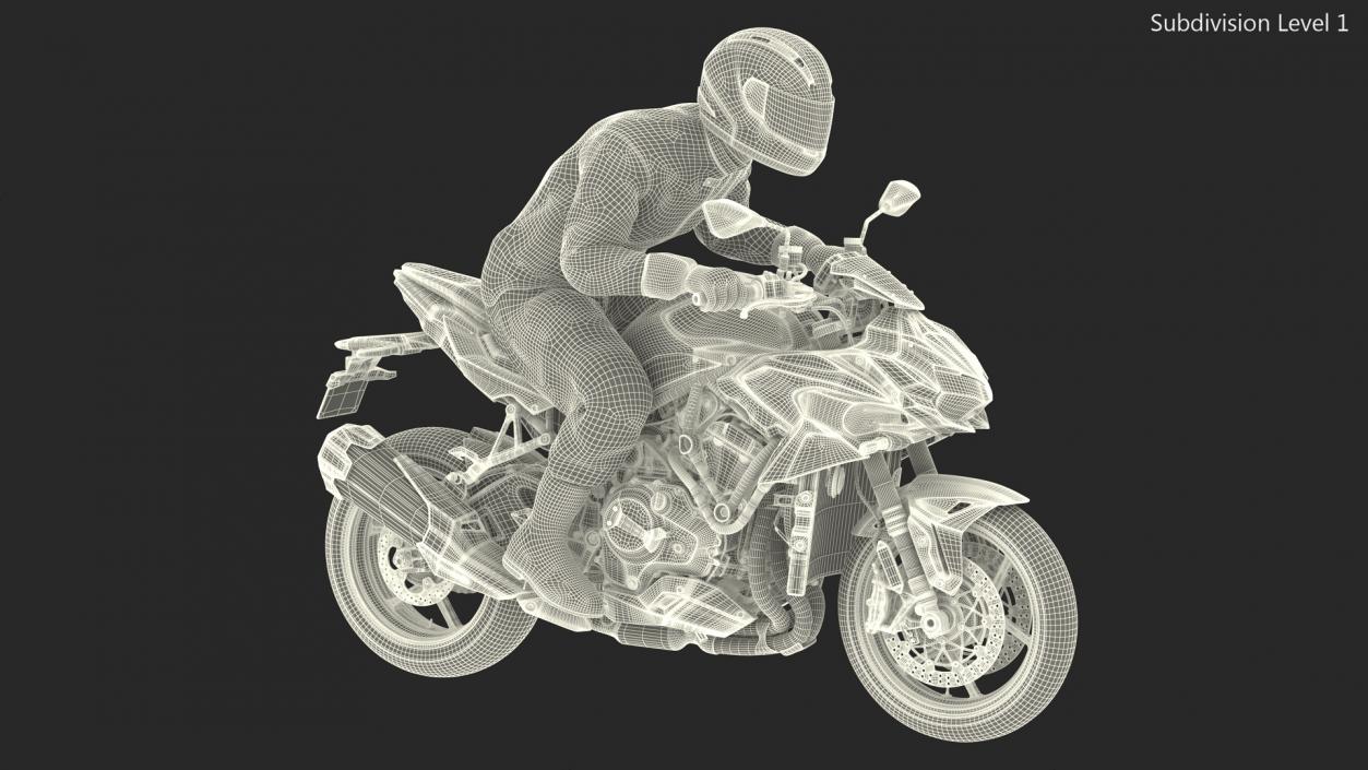 Motorcycle Racer with Sport Motorbike 3D