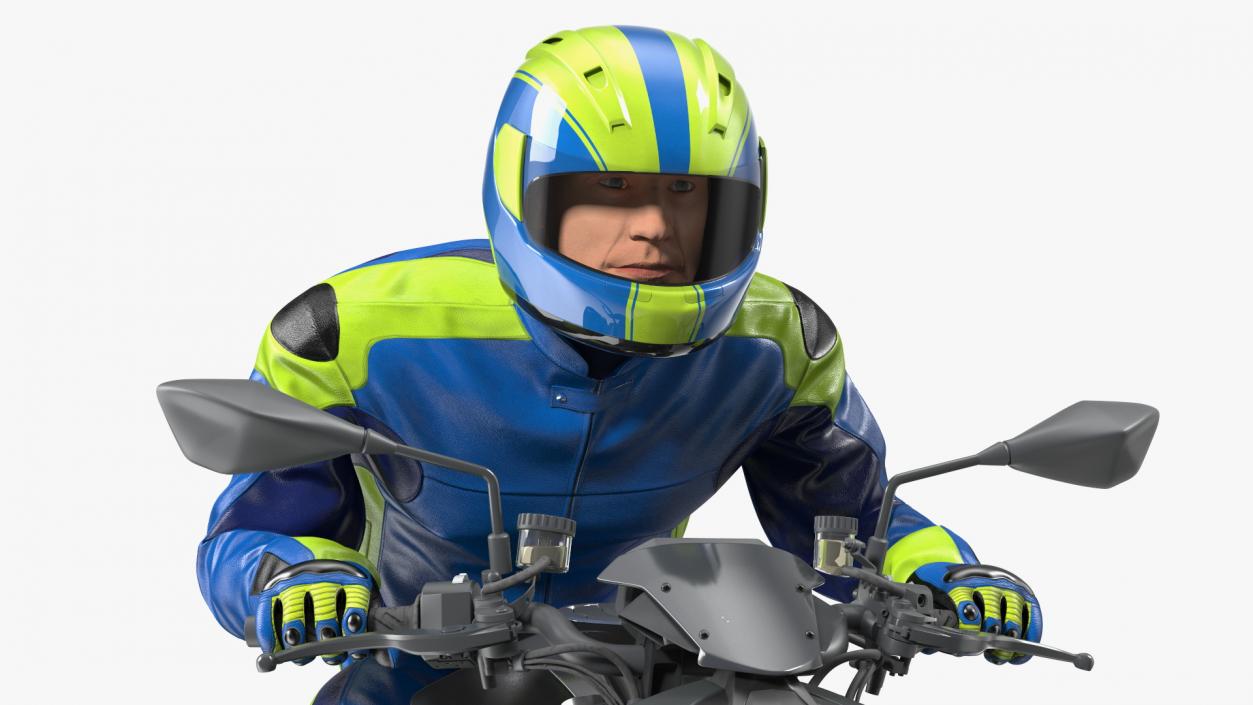 Motorcycle Racer with Sport Motorbike 3D