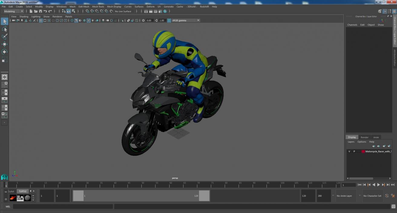 Motorcycle Racer with Sport Motorbike 3D