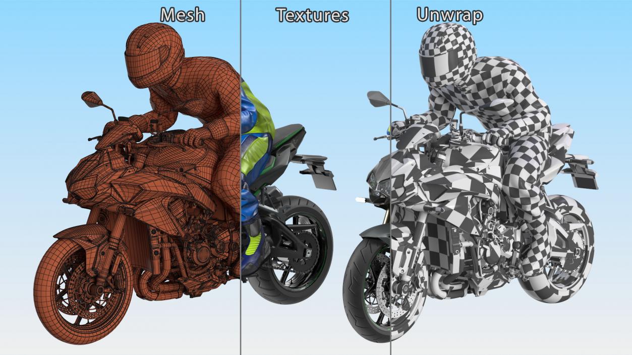 Motorcycle Racer with Sport Motorbike 3D