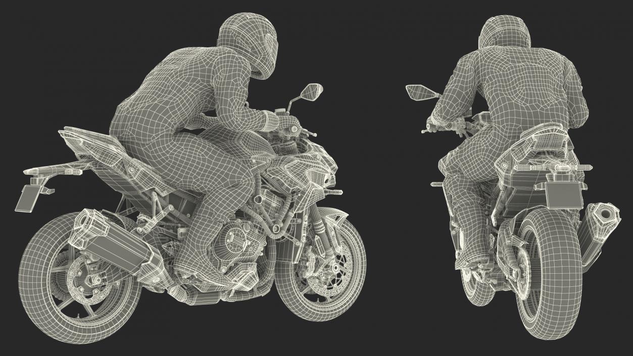 Motorcycle Racer with Sport Motorbike 3D