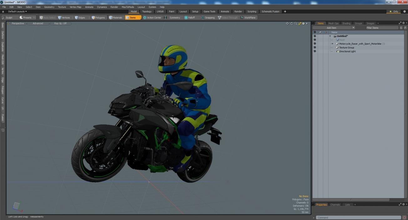 Motorcycle Racer with Sport Motorbike 3D