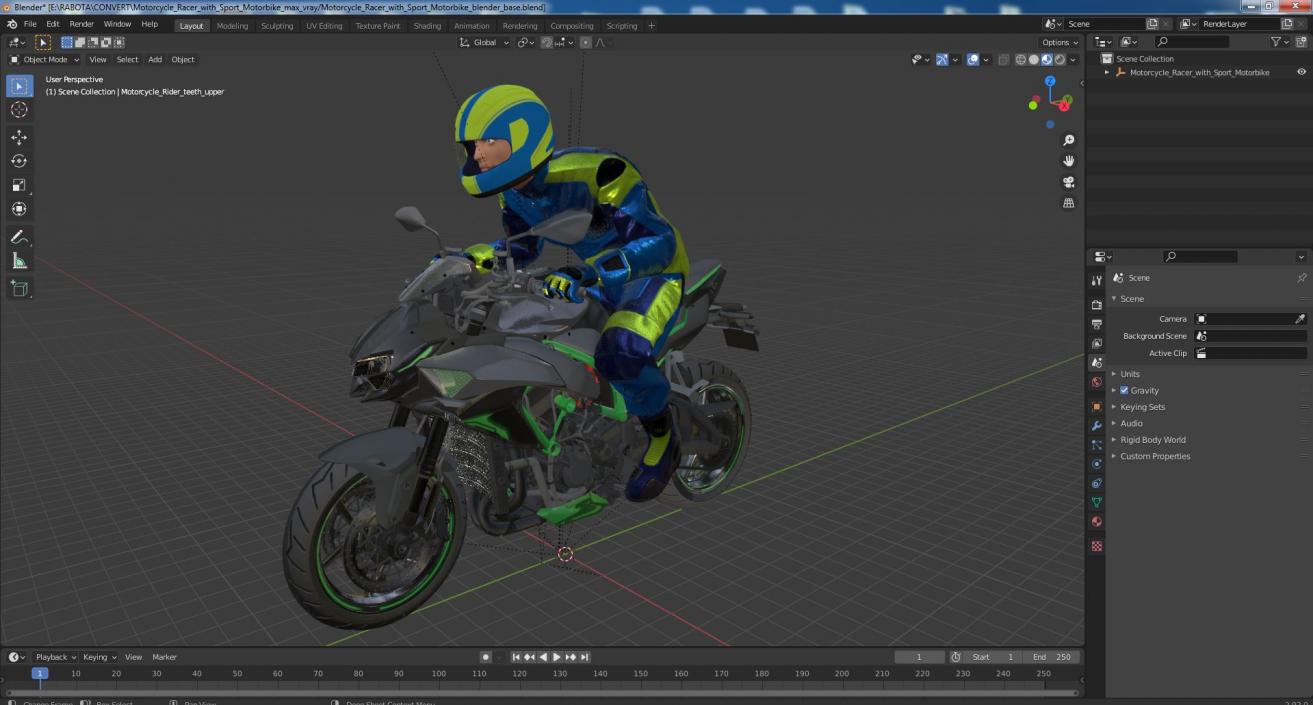 Motorcycle Racer with Sport Motorbike 3D