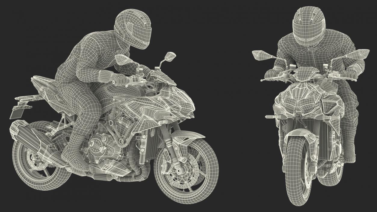 Motorcycle Racer with Sport Motorbike 3D