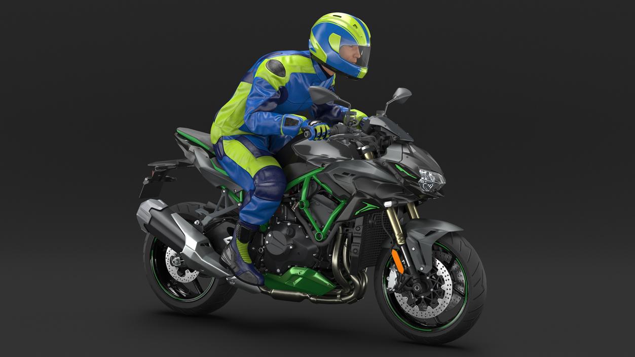 Motorcycle Racer with Sport Motorbike 3D