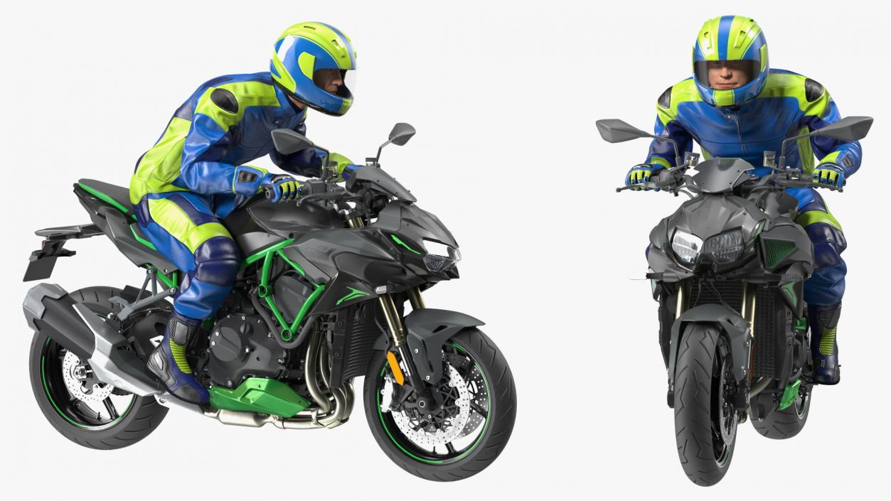 Motorcycle Racer with Sport Motorbike 3D