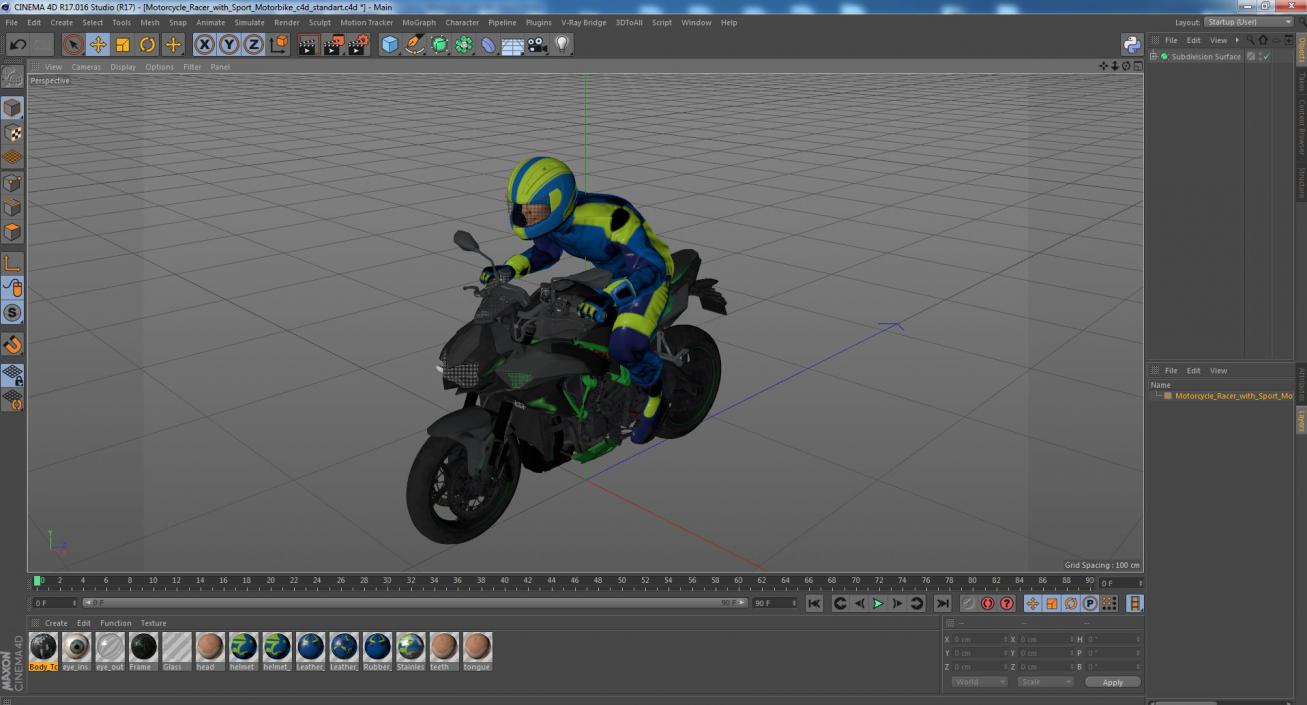 Motorcycle Racer with Sport Motorbike 3D