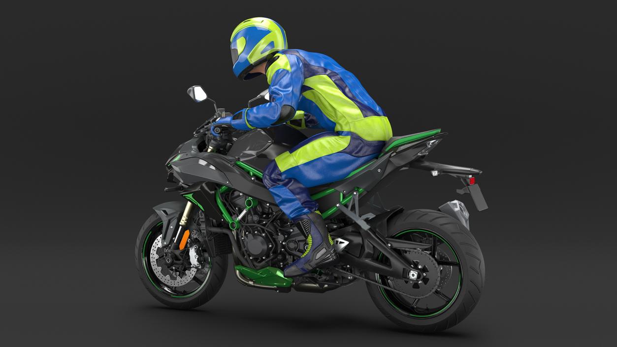 Motorcycle Racer with Sport Motorbike 3D