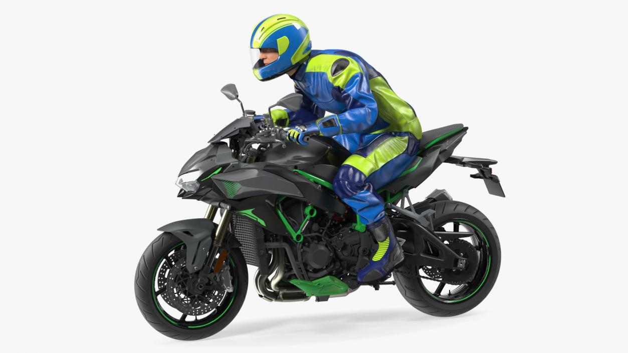 Motorcycle Racer with Sport Motorbike 3D