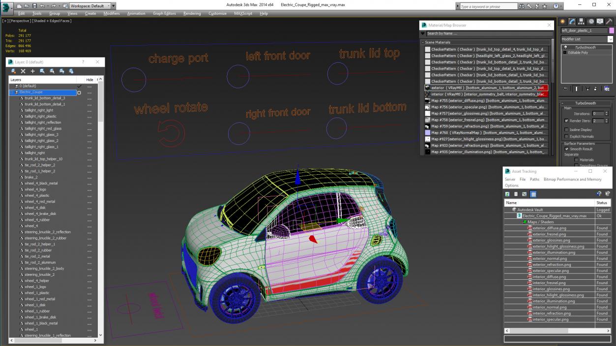 3D Electric Coupe Rigged