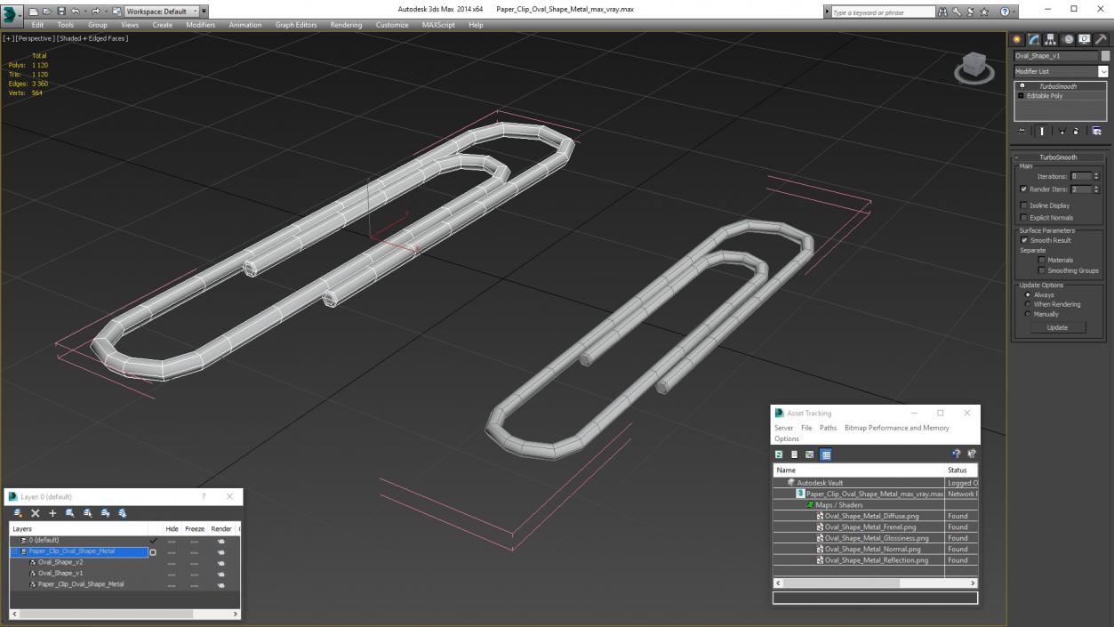 Paper Clip Oval Shape Metal 3D