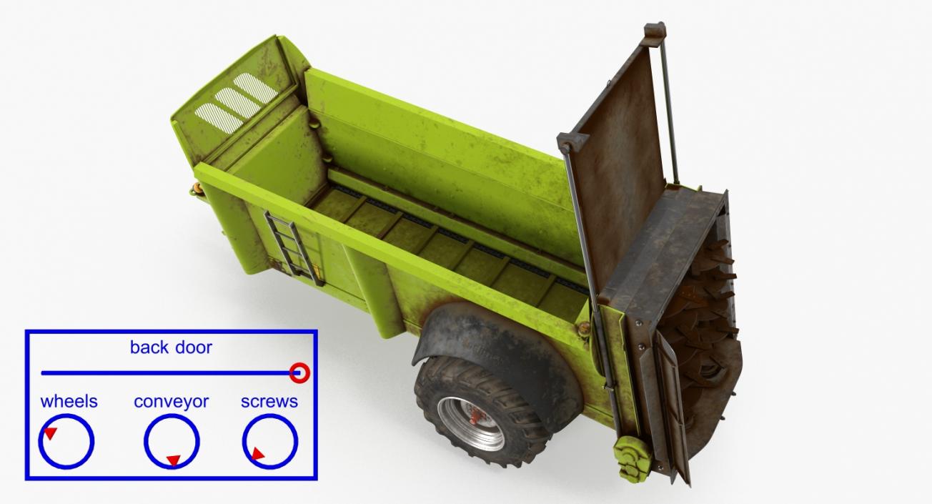 Used Manure Spreader Rigged 3D