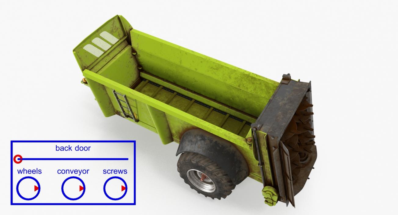 Used Manure Spreader Rigged 3D