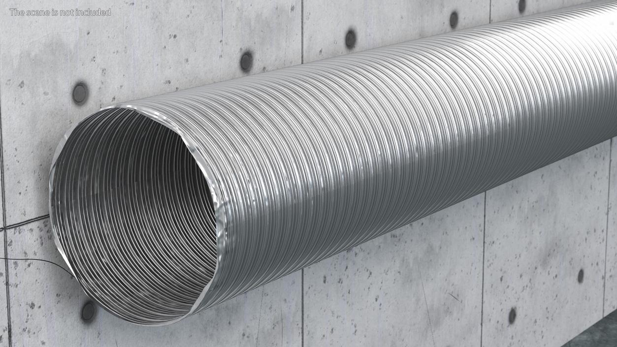 3D Aluminium Flexible Ducting Hose Rigged model