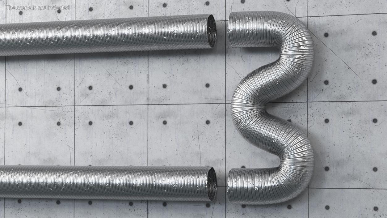 3D Aluminium Flexible Ducting Hose Rigged model