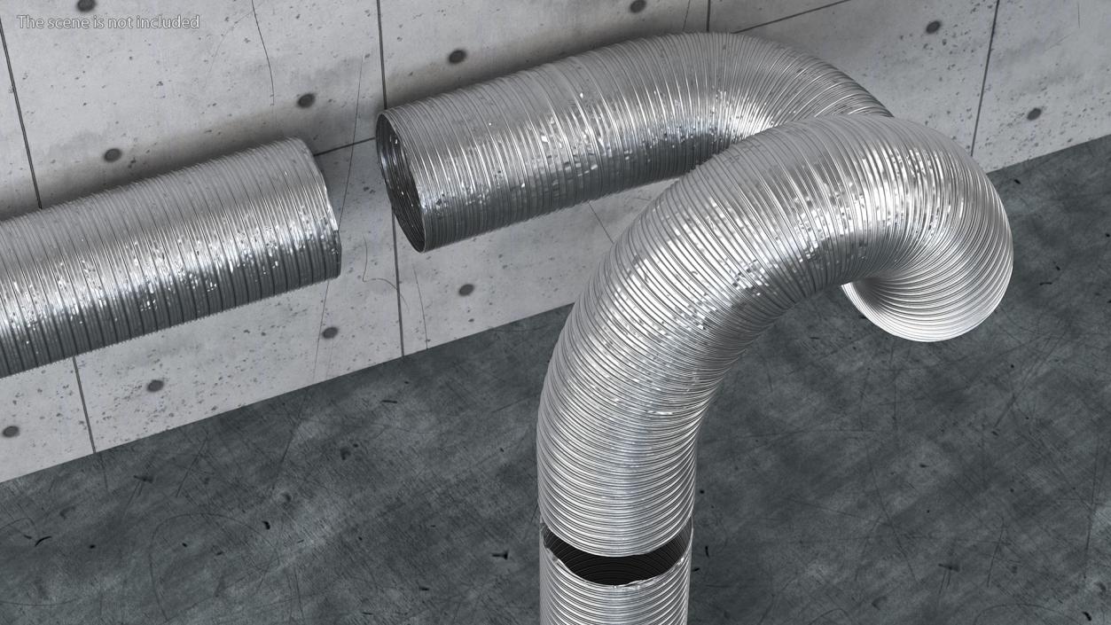 3D Aluminium Flexible Ducting Hose Rigged model