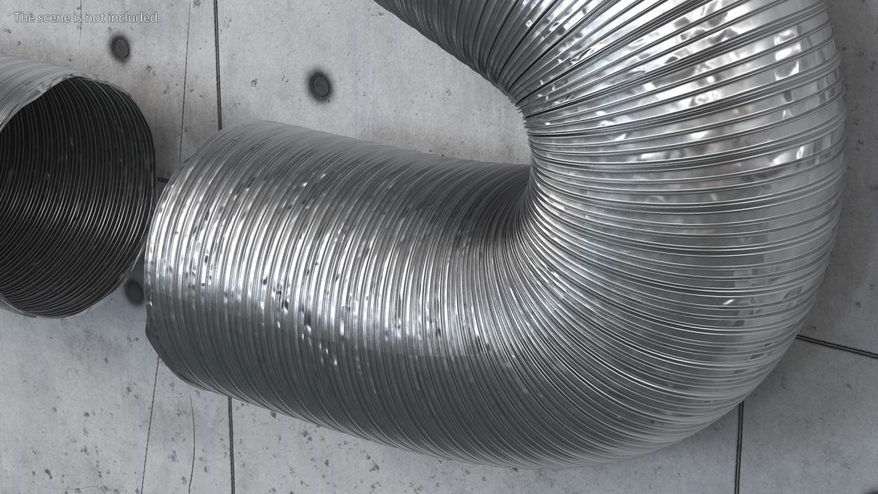 3D Aluminium Flexible Ducting Hose Rigged model