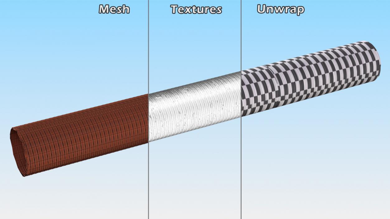 3D Aluminium Flexible Ducting Hose Rigged model