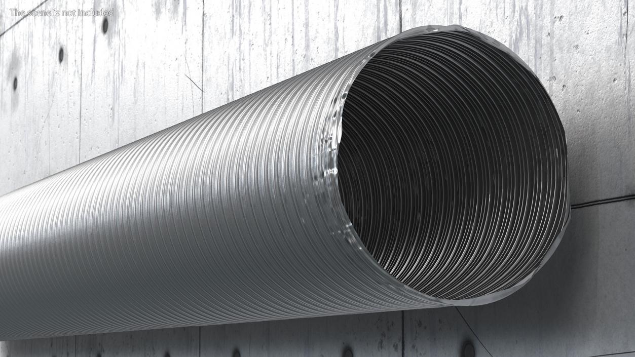 3D Aluminium Flexible Ducting Hose Rigged model