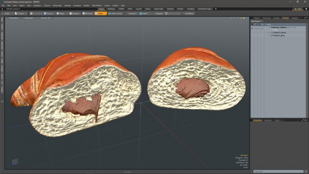 3D Croissant Halves 2 model