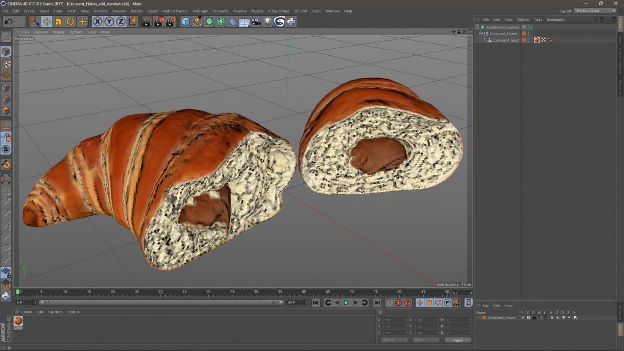 3D Croissant Halves 2 model