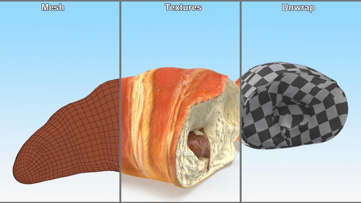 3D Croissant Halves 2 model