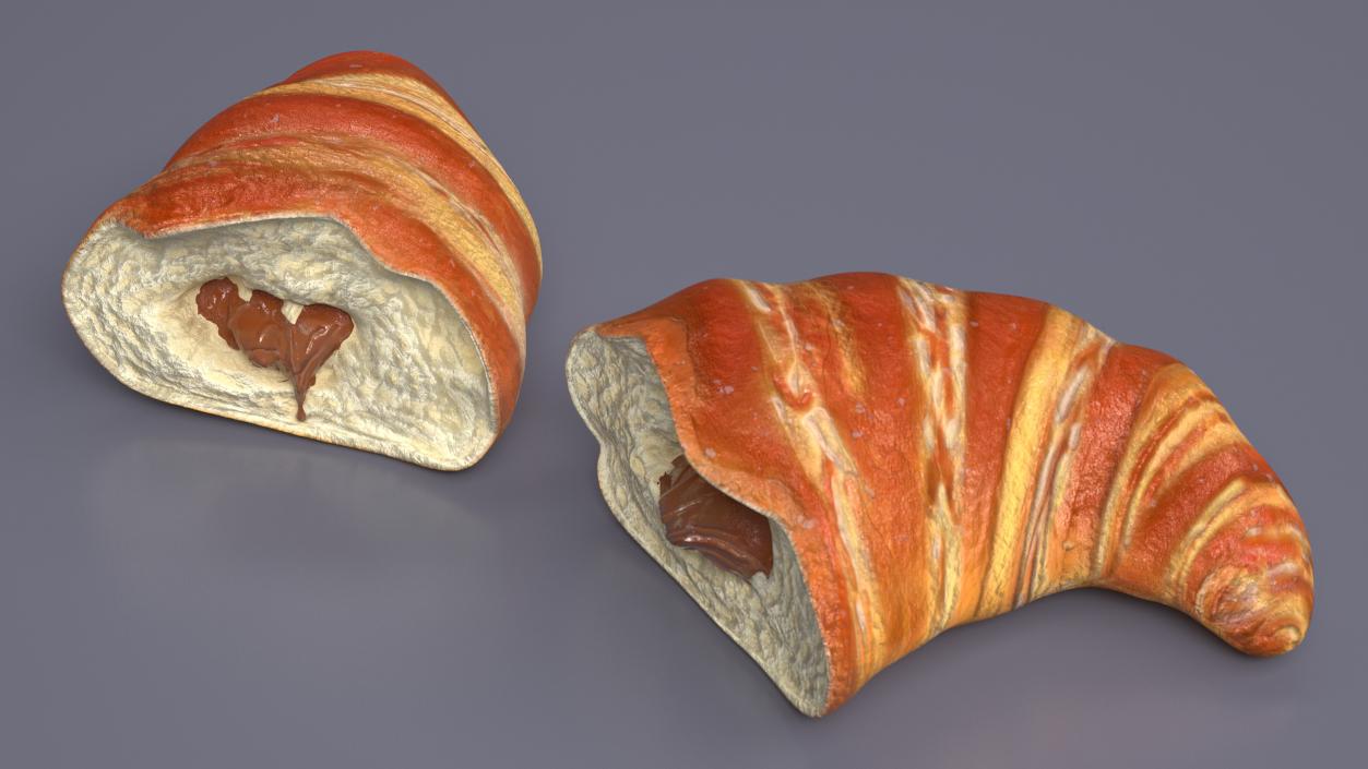 3D Croissant Halves 2 model