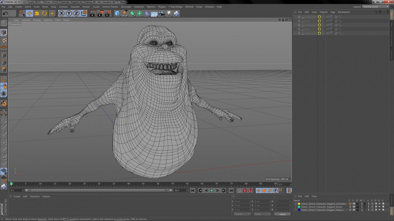 3D Slimer Ghost Character Rigged for Cinema 4D model