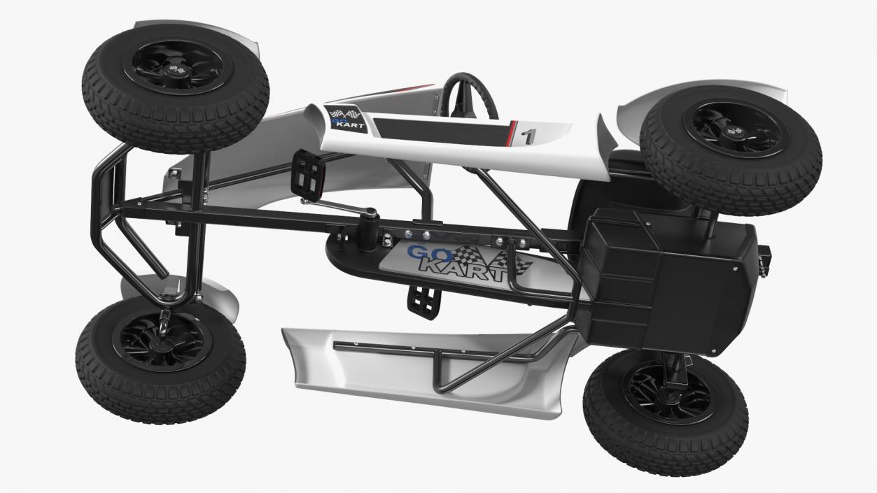 White Pedal Go Kart with Frame Race Rigged 3D