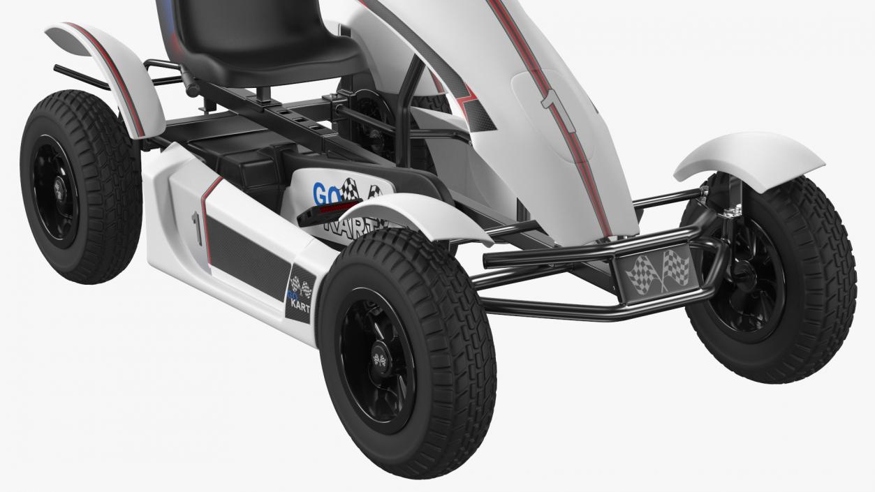 White Pedal Go Kart with Frame Race Rigged 3D