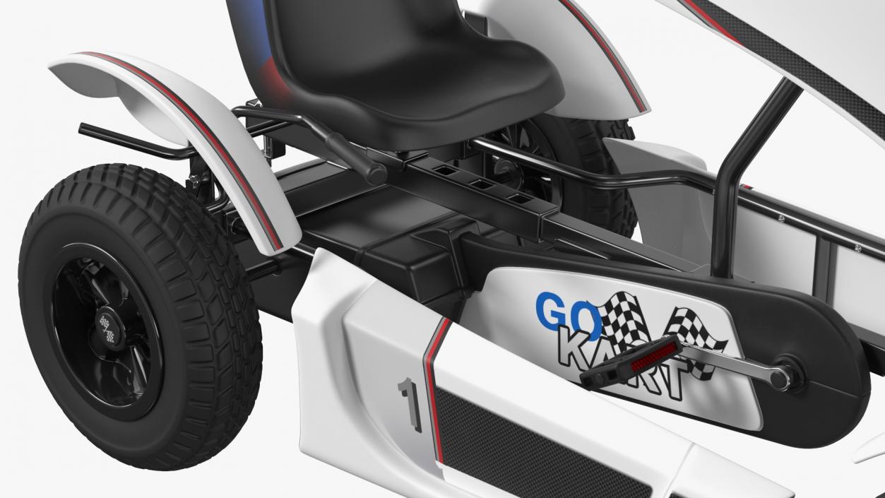 White Pedal Go Kart with Frame Race Rigged 3D