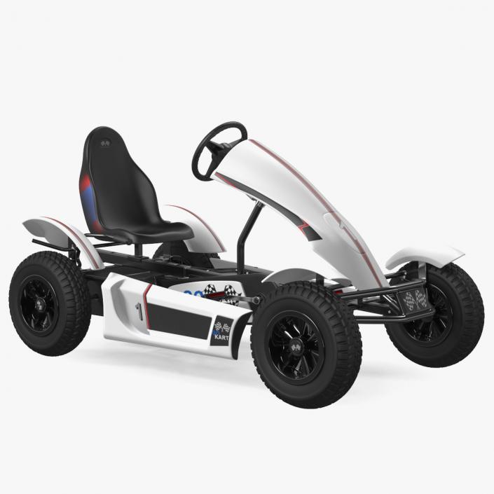 White Pedal Go Kart with Frame Race Rigged 3D