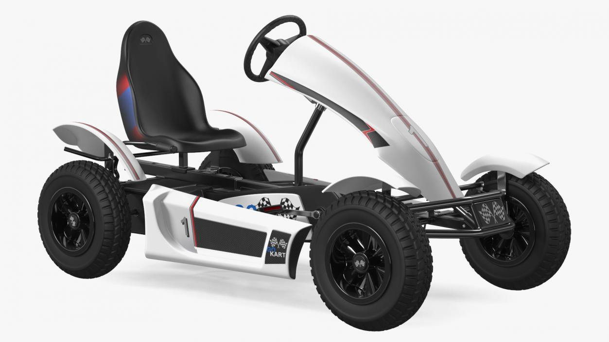 White Pedal Go Kart with Frame Race Rigged 3D