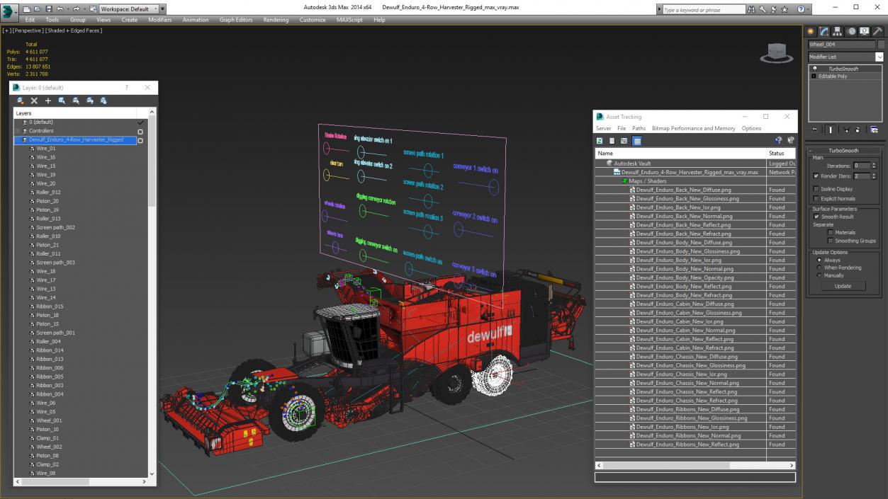 Dewulf Enduro 4-Row Harvester 3D model