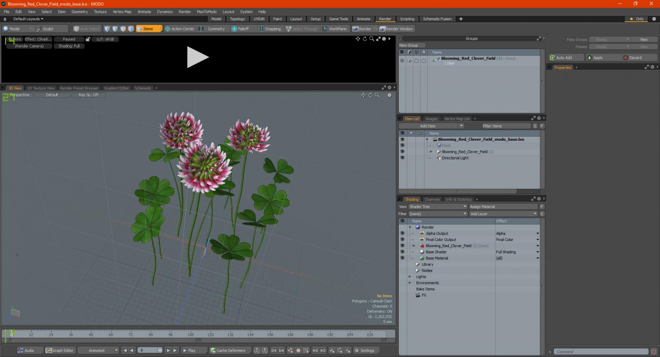 3D model Blooming Red Clover Field