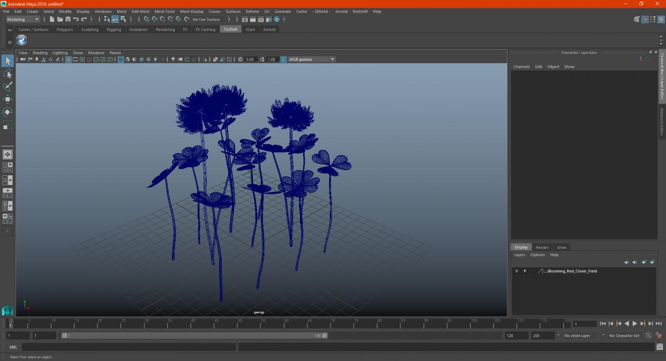 3D model Blooming Red Clover Field