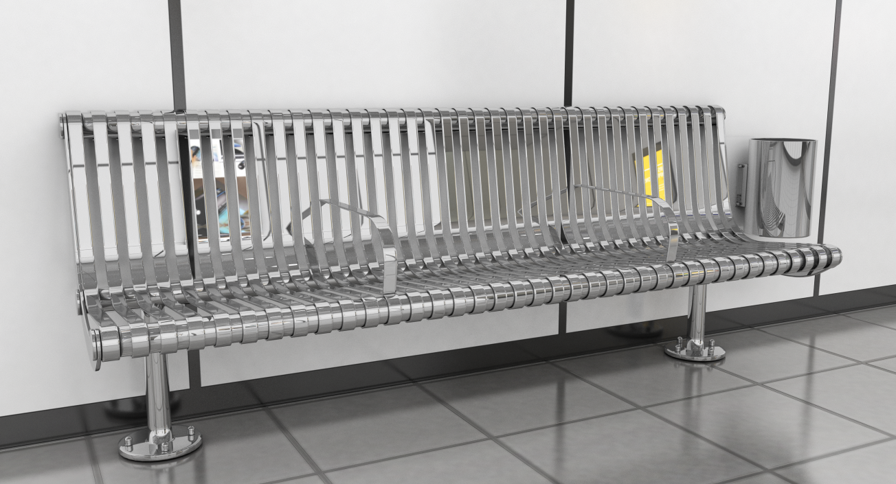 Chrome Coated Bench 3D model