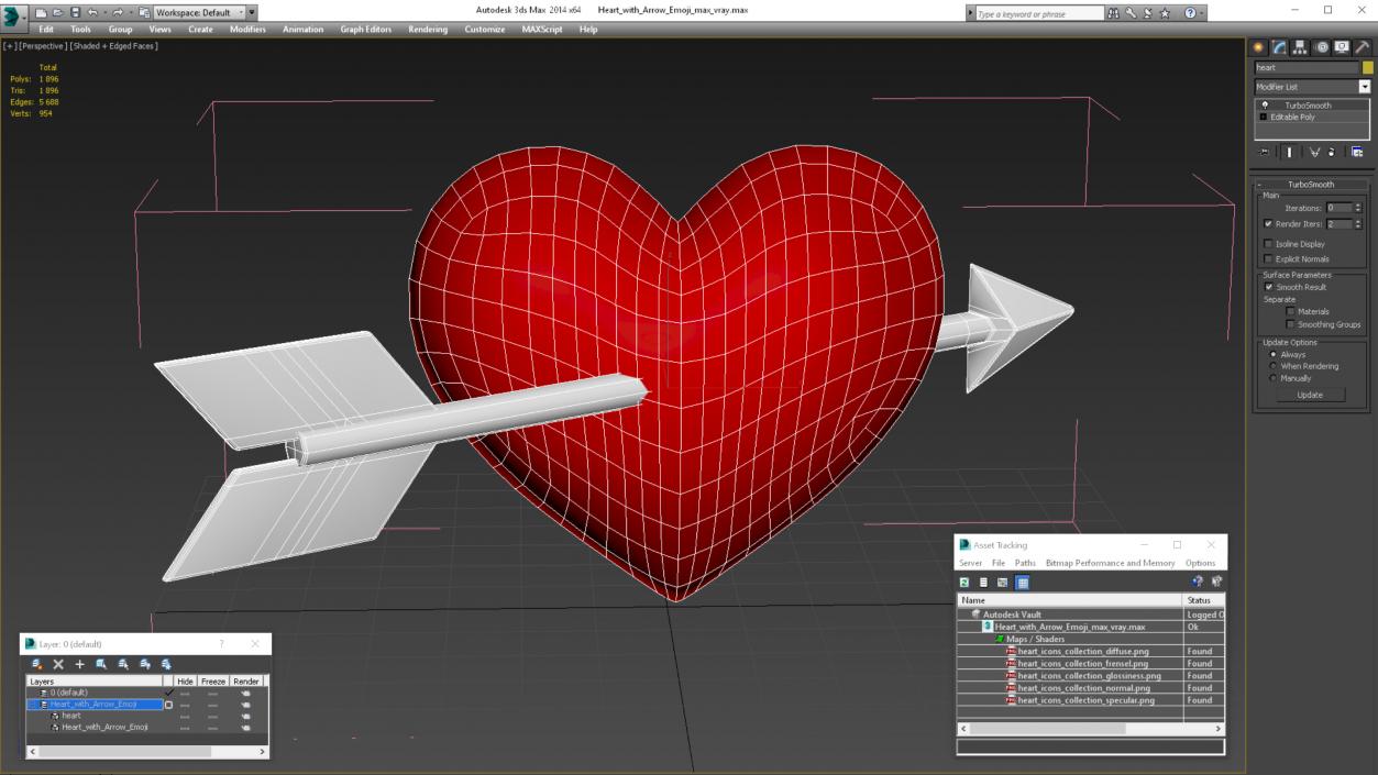 Heart with Arrow Emoji 2 3D model