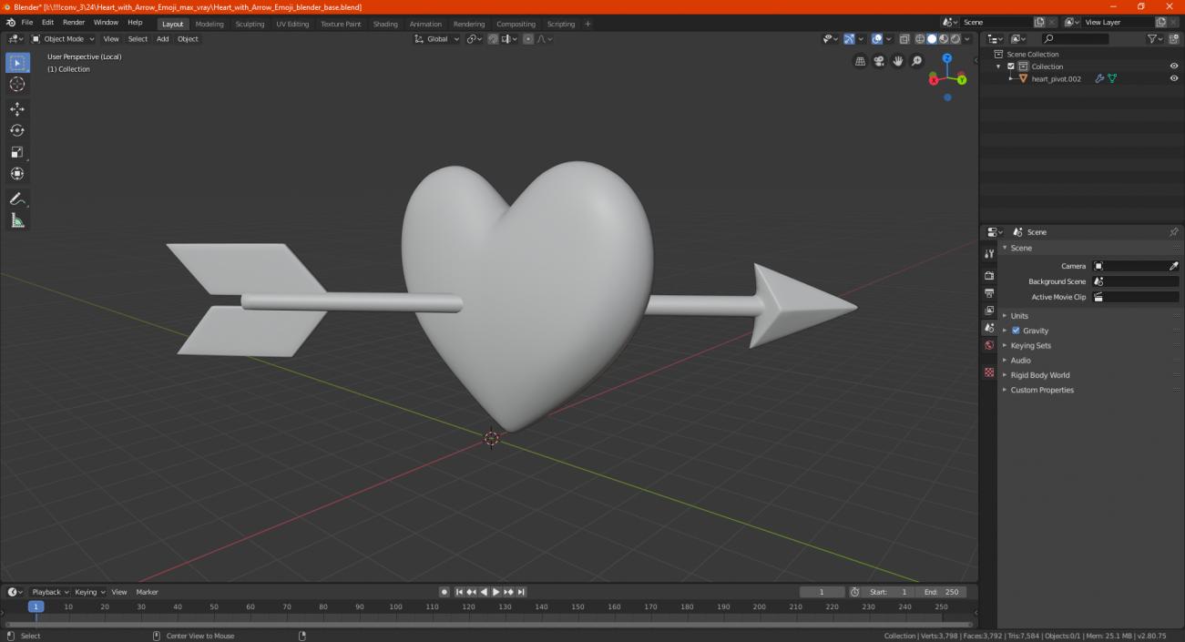 Heart with Arrow Emoji 2 3D model