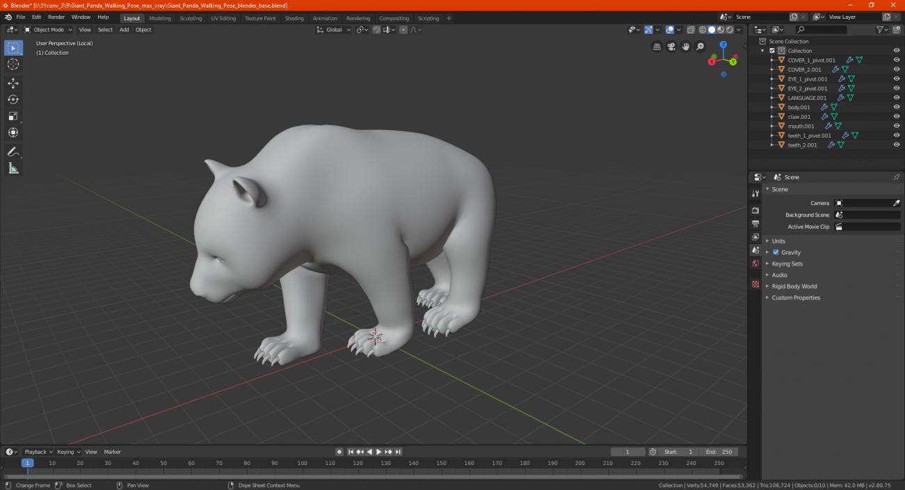 Giant Panda Walking Pose 3D model