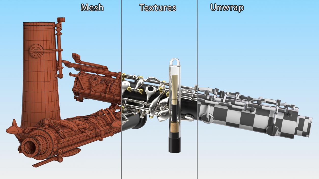 Woodwind Instrument Oboe Disassembled 3D