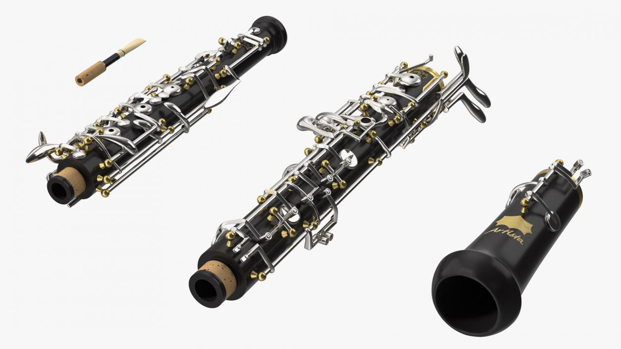 Woodwind Instrument Oboe Disassembled 3D