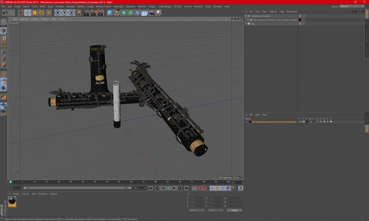 Woodwind Instrument Oboe Disassembled 3D