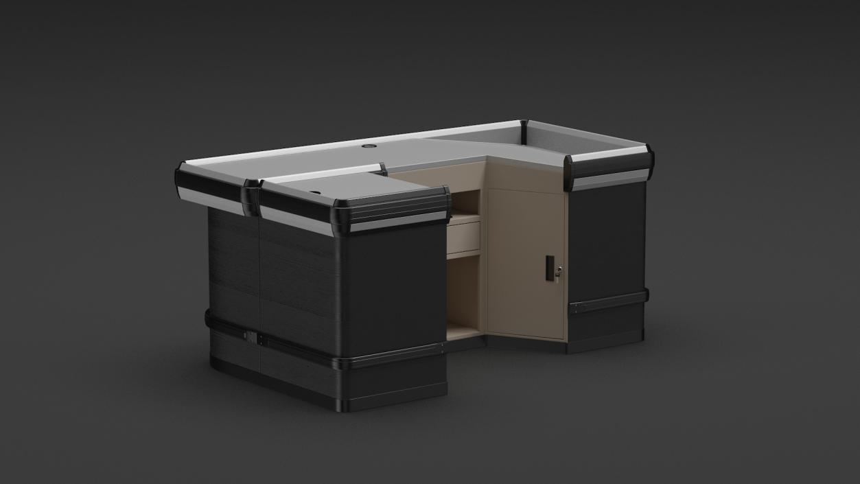 3D Retail Checkout Counter Dark Wood model