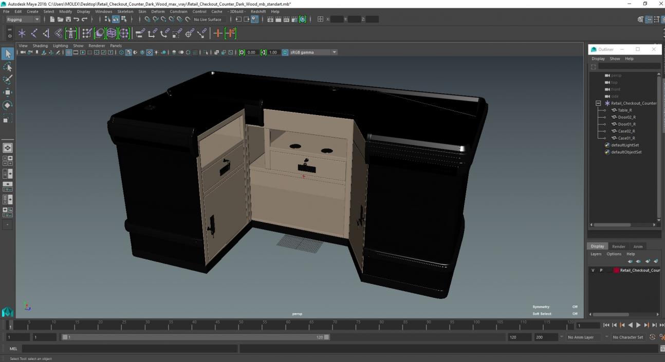 3D Retail Checkout Counter Dark Wood model